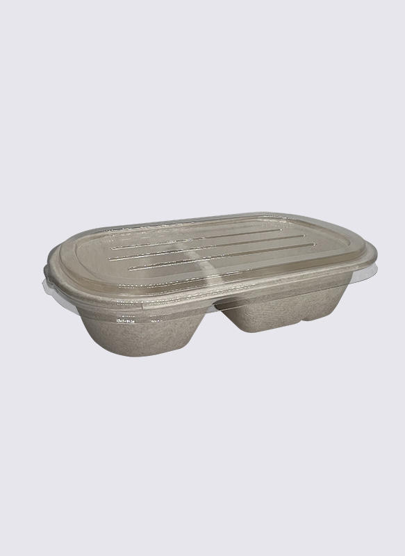 850ml 2-div Bagasse Sugarcane Food Container with PET lid