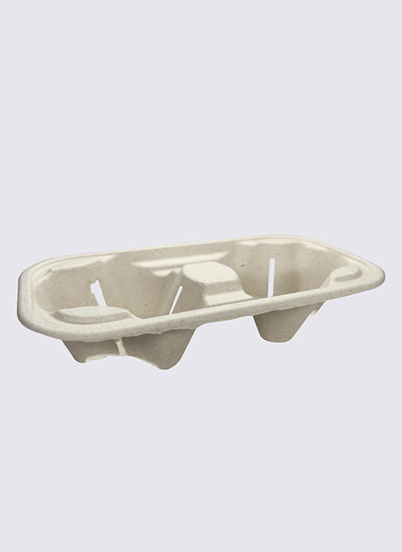 2 Cup-Bagasse Sugarcane Eco-Friendly Cup Tray